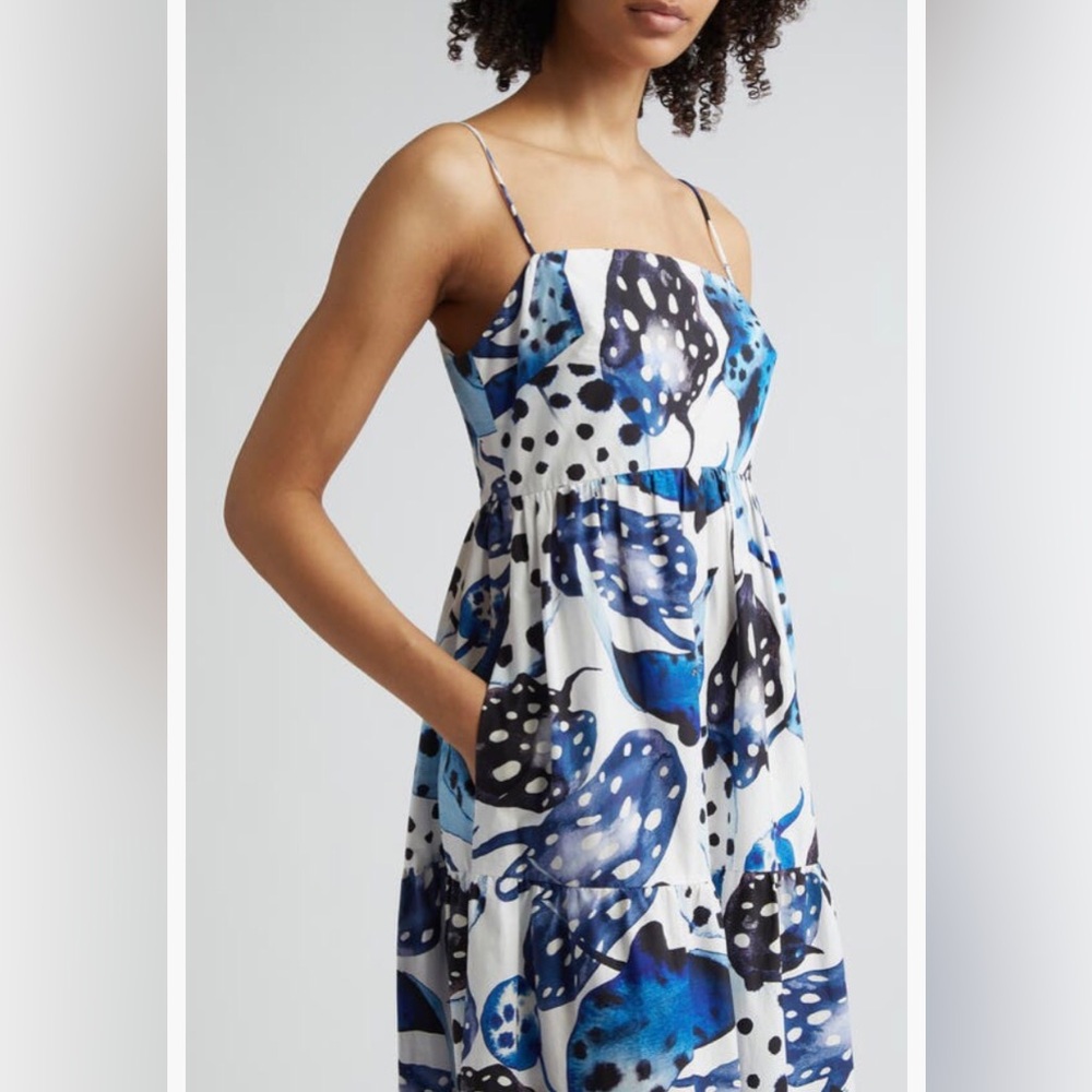 NWT $210 FARM Rio Mantas Sundress BLUE / OFF-WHITE, Size X-Large! - Picture 4 of 6